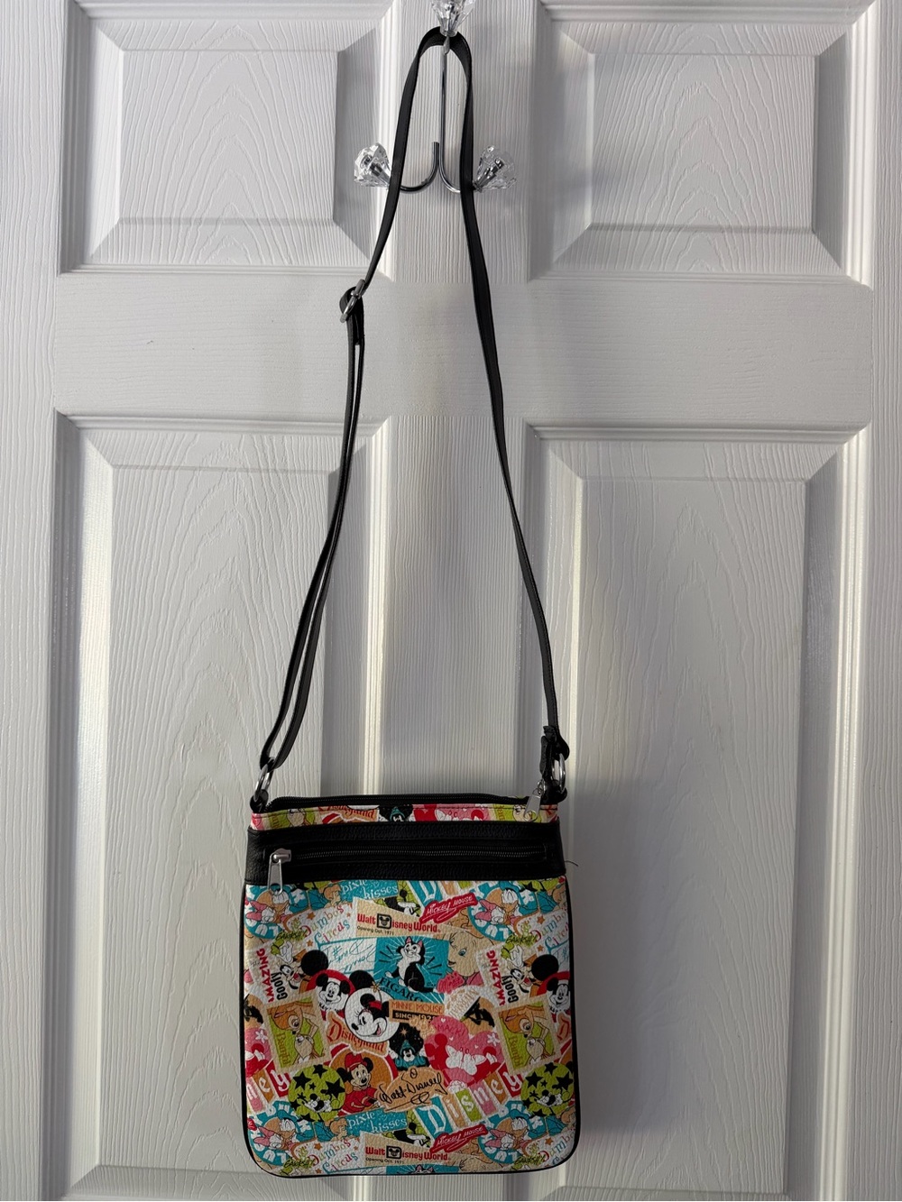 Disney Multicolor Patch Print Crossbody Bag - Black Strap